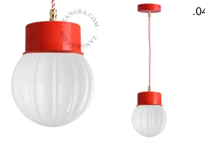 lampada a sospensione rossa - paralume in vetro - Ø 10 cm
