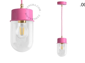 lámpara colgante rosa - pantalla de vidrio - Ø 10 cm