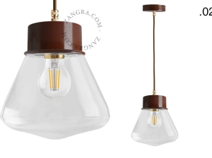 brun pendellampe - glasskærm - Ø 10 cm