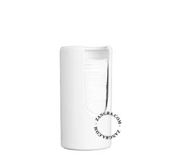recipiente de porcelana blanca para almohadillas de algodón