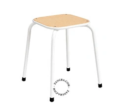 wooden stackable stool - white