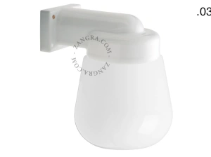 zewnętrzna lub łazienkowa lampa ścienna biała porcelana ze szklanym kloszem - IP54