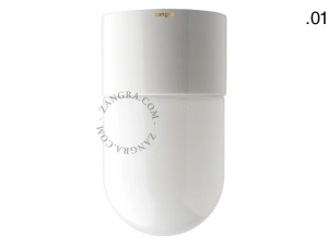 lámpara de baño de porcelana blanca - pantalla de vidrio - Ø 8,5cm -  IP54