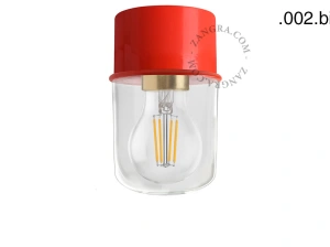 czerwona lampa ścienna lub sufitowa - szklany klosz - Ø 8 cm
