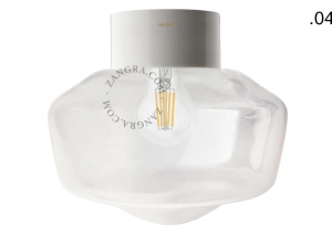 candeeiro de parede ou de teto em porcelana branca - abajur de vidro - Ø 10cm - IP54