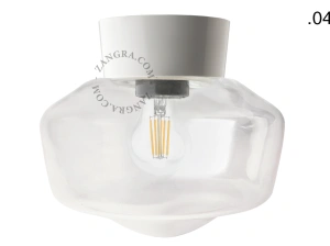 biała lampa ścienna lub sufitowa ze szklanym kloszem - Ø 11 cm