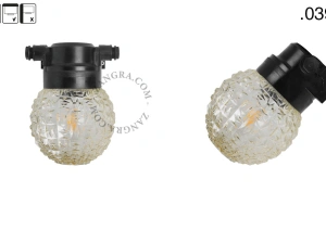 zewnętrzna lub łazienkowa czarna lampa ścienna - szklany klosz - IP54