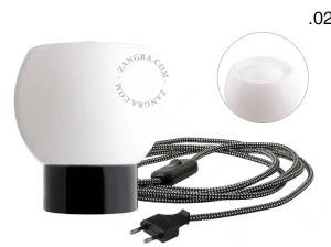 black porcelain table lamp - glass shade - Ø 10 cm