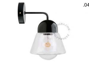 applique en porcelaine noire - globe en verre