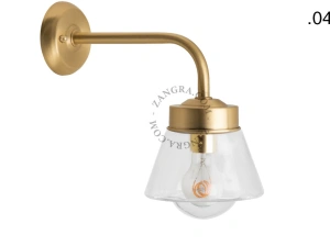 lampada da parete in ottone per esterni o per bagno – paralume in vetro - IP43