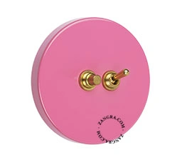 interruptor y pulsador rosa simple o conmutado - palanca y botón de latón