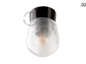 svart vägg- eller taklampa - glasskärm - Ø 11 cm