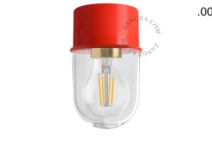 czerwona lampa ścienna lub sufitowa - szklany klosz - Ø 8 cm