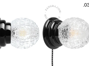 czarna porcelanowa lampa ścienna Art Deco Danilo z włącznikiem