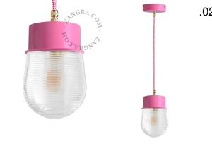 lámpara colgante rosa - pantalla de vidrio - Ø 10 cm