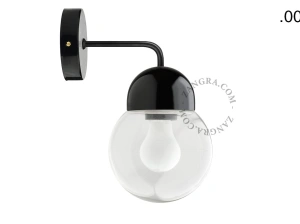 applique en porcelaine noire - globe en verre