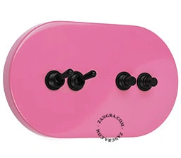 interruptor rosa - duplo comutador simples ou bidirecional em preto e duplo interruptor