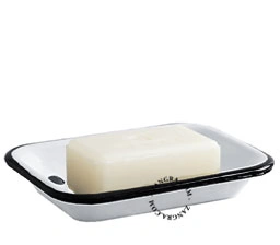 vit emaljerad tvålkopp