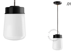 czarna lampa wisząca porcelana ze szklanym kloszem