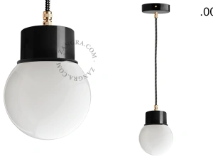czarna lakierowana lampa wisząca ze szklanym kloszem - oprawka Ø 8.5 cm