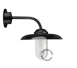 vägglampa med svanhals i svart mässing för utomhusbruk - IP44
