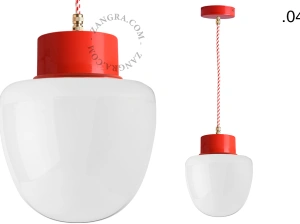 lampada a sospensione rossa - paralume in vetro - Ø 10 cm