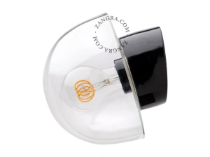 Wandleuchte aus schwarzem Porzellan für das Badezimmer – Glasschirm - Ø 10 cm - IP54