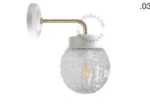 aplique en porcelana blanca y latón - pantalla de vidrio