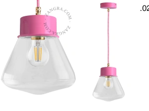 lámpara colgante rosa - pantalla de vidrio - Ø 10 cm