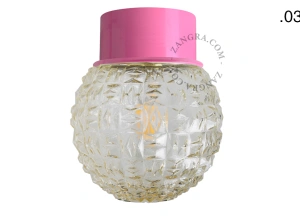 pink wall or ceiling light - glass shade - Ø 10 cm