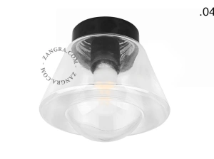 sort bakelit væg- eller loftslampe – glas skærm - Ø 9 cm
