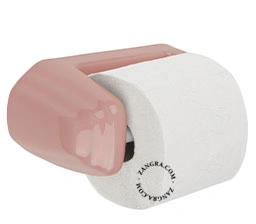Art Deco toalettpappershållare i rosa porslin