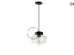 lámpara colgante de porcelana negra - pantalla de vidrio
