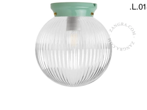Art Deco Leuchte Chaella aus grünem Porzellan