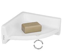porte-savon mural d'angle en porcelaine blanche