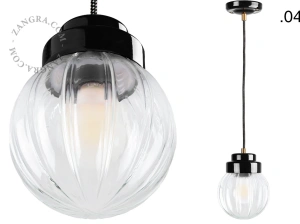 Art Deco pendellampa i svart porslin Denim