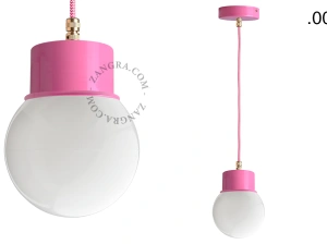 candeeiro suspenso rosa - abajur de vidro - Ø 8,5cm