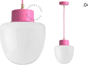 lámpara colgante rosa - pantalla de vidrio - Ø 10 cm
