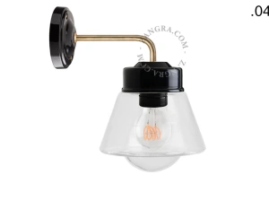 applique en porcelaine noire avec globe en verre