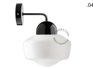 applique en porcelaine noire - globe en verre