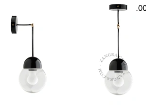 lámpara o aplique de porcelana negra - pantalla de vidrio