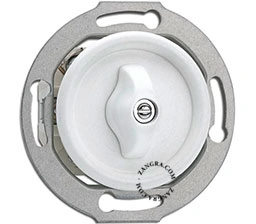 white bakelite over-centre rotary two-way switch