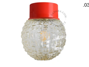 rød væg eller loftslampe - glas skærm - Ø 10 cm