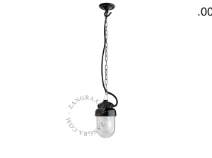 lampada a sospensione in porcellana nera per esterni o per bagno - paralume in vetro - IP54