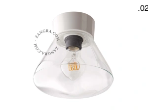 biała lampa ścienna lub sufitowa ze szklanym kloszem - Ø 11 cm