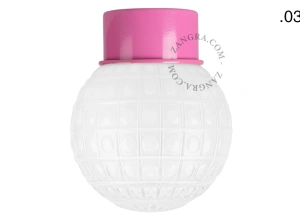 pink wall or ceiling light - glass shade - Ø 10 cm