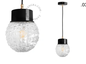 candeeiro suspenso preto - abajur de vidro - Ø 10cm