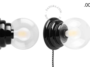 czarna porcelanowa lampa ścienna Art Deco Danilo z włącznikiem