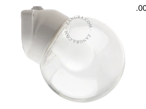 candeeiro de parede em porcelana branca para casa de banho - Ø 9,5 cm - abajur de vidro - IP54