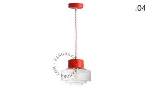 lampada a sospensione rossa - paralume in vetro - Ø 10 cm